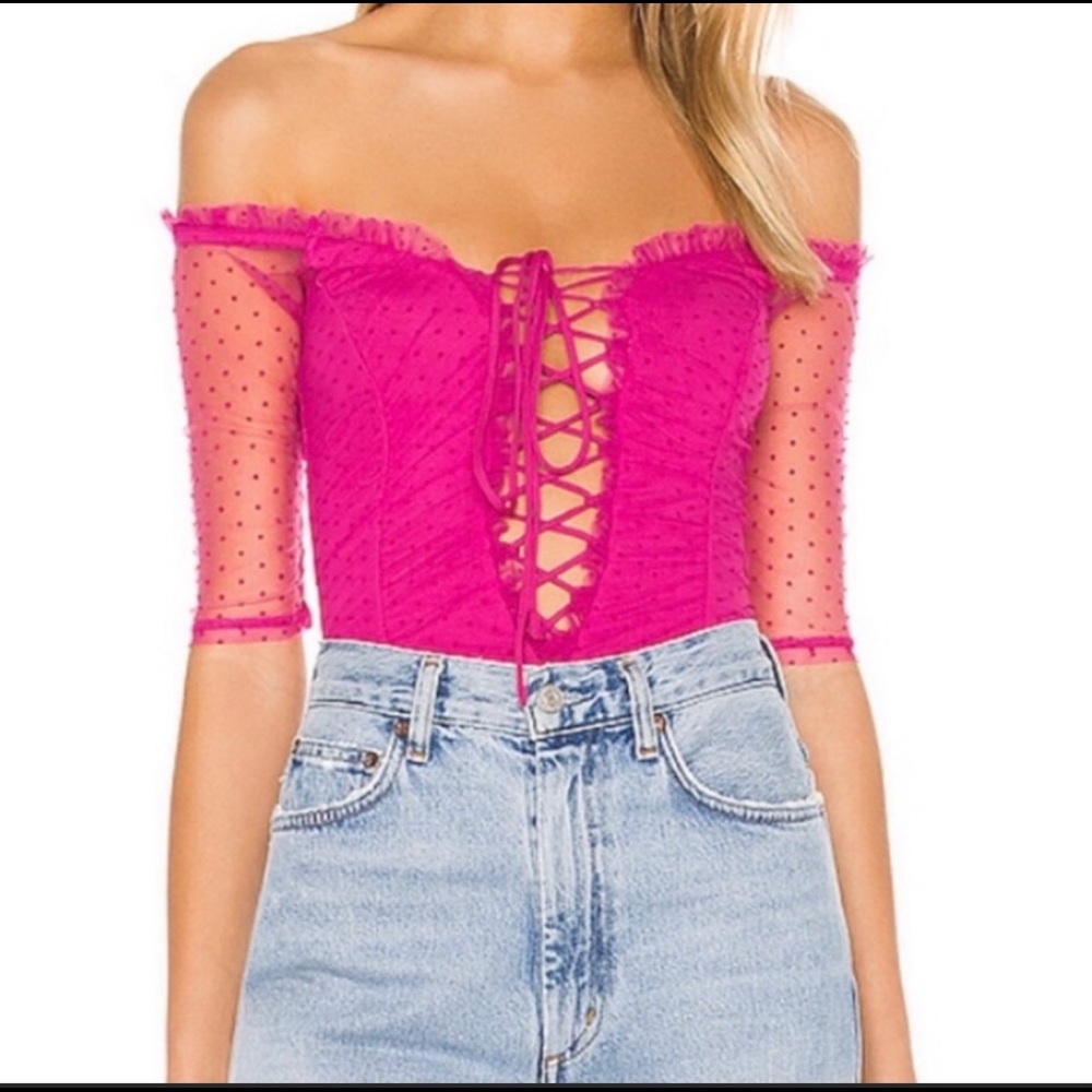 Majorelle Selina Bodysuit in Magenta Dot